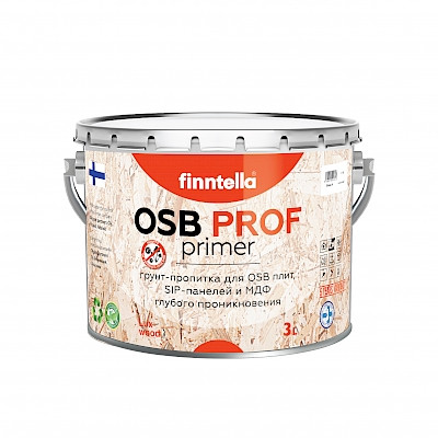 Грунт-пропитка PROF OSB глубокого проникновения для ОСБ, SIP-панелей и МДФ (2,7л) 2,4кг (Finntella, Финляндия) - фото 1 - id-p184849502