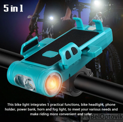 Велосипедный фонарь с держателем для телефона Bicycle Horn Light micro USB, встроенный аккумулятор  звонок