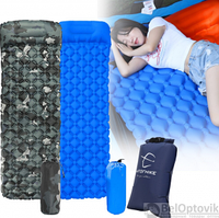 Туристический сверхлегкий матрас со встроенным насосом SLEEPING PAD и воздушной подушкой Милитари