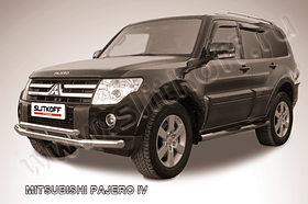 Защита переднего бампера d76+d57 двойная Mitsubishi Pajero IV (2006-2022)