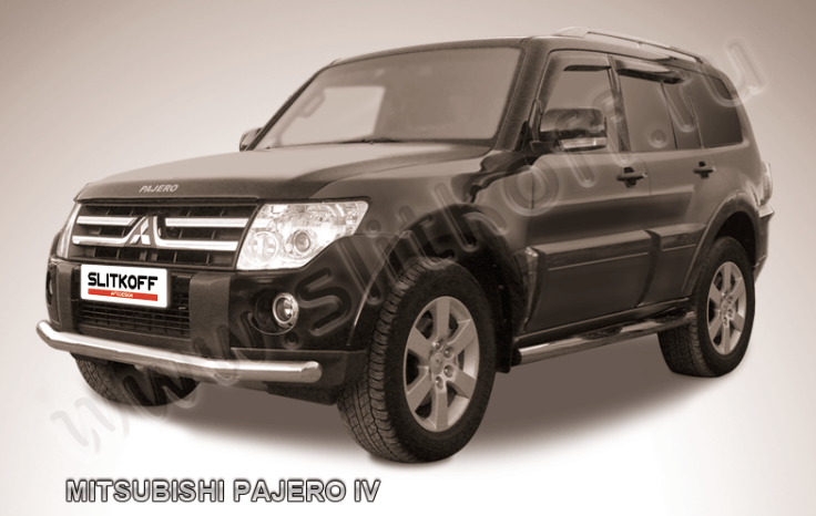 Защита переднего бампера d76 Mitsubishi Pajero IV (2006-2022)