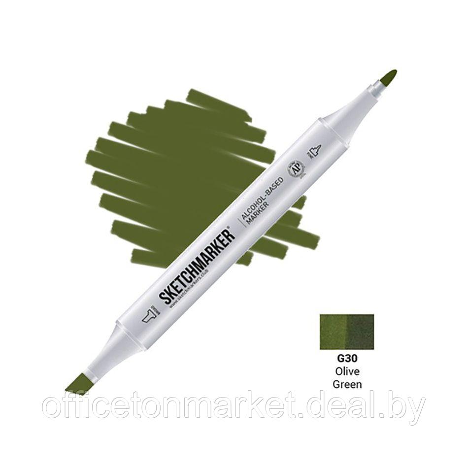 Маркер перманентный двусторонний "Sketchmarker", G30 зеленый оливковый - фото 1 - id-p178285133