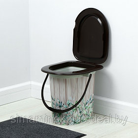 Ведро-туалет, h = 38 см, 17 л, съёмный стульчак, бежевое, крышка МИКС