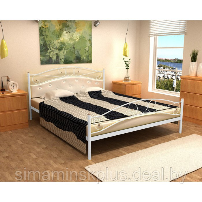 Кровать «Надежда Plus»,1400 × 1900 мм, металл, изголовье мягкое, цвет белый - фото 1 - id-p184873808