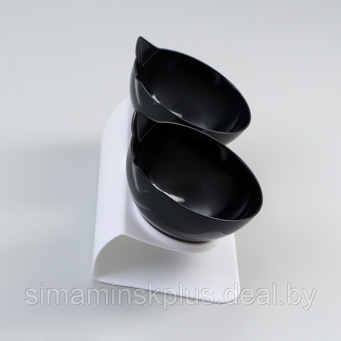 Миски пластиковые на белой подставке 27,5 х 14 х 15 см чёрная/черная - фото 3 - id-p184872666