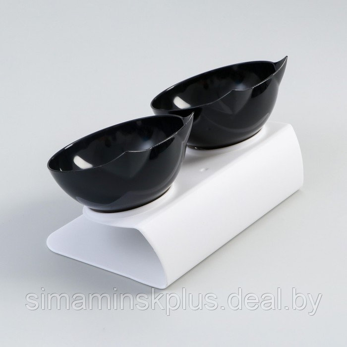 Миски пластиковые на белой подставке 27,5 х 14 х 15 см чёрная/черная - фото 4 - id-p184872666