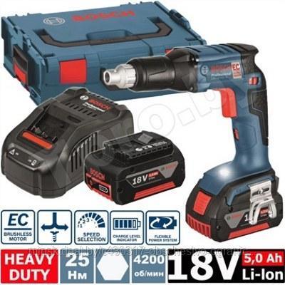 Bosch GSR 18 V-EC TE (0.601.9C8.007), Аккумуляторный шуруповерт, 18 В/5,0 Ач Li-Ion, 2 АКБ, L-Boxx - фото 1 - id-p165676967