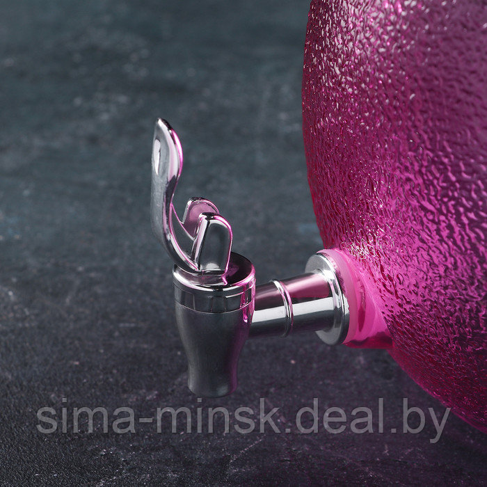 Диспенсер для напитков стеклянный «Фреш», 4 л, 21×16×24 см, цвет розовый - фото 2 - id-p184875868