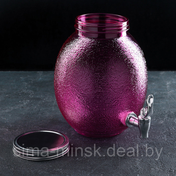 Диспенсер для напитков стеклянный «Фреш», 4 л, 21×16×24 см, цвет розовый - фото 3 - id-p184875868