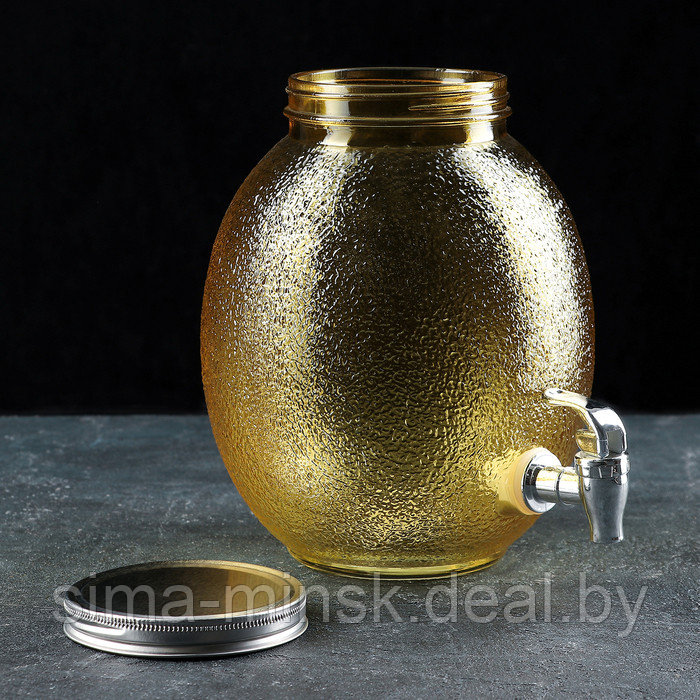Диспенсер для напитков стеклянный «Фреш», 4 л, 21×16×24 см, цвет жёлтый - фото 3 - id-p184875869