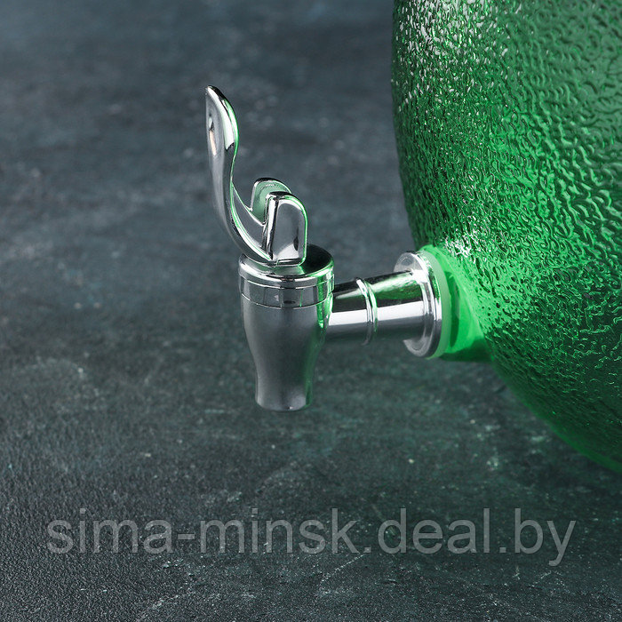 Диспенсер для напитков стеклянный «Фреш», 4 л, 21×16×24 см, цвет зелёный - фото 2 - id-p184875870