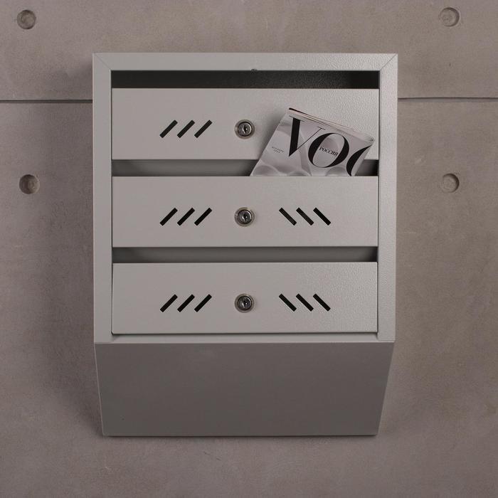 Ящик почтовый многосекционный, 3 секций, с задней стенкой, серый - фото 1 - id-p184879613