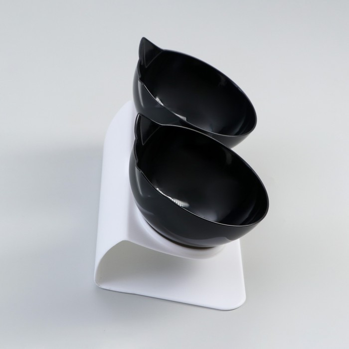 Миски пластиковые на белой подставке 27,5 х 14 х 15 см чёрная/черная - фото 3 - id-p184879668