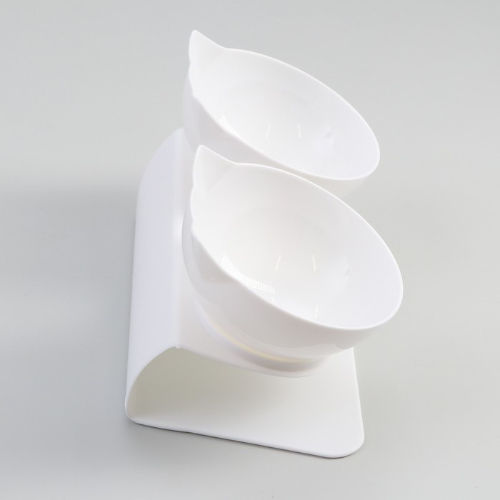 Миски пластиковые на белой подставке 27,5 х 14 х 15 см белые - фото 3 - id-p184879671
