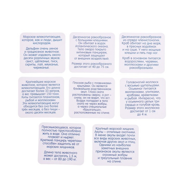 Развивающий набор «Морские обитатели», задания на карточках, маркер - фото 6 - id-p184879898