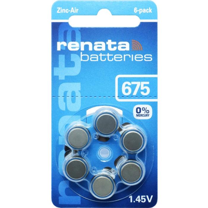 Батарейки  для слуховых аппаратов, Renata A675 (675A/ZA675/675/PR44/S675A) 1,45V 1упак= 6шт