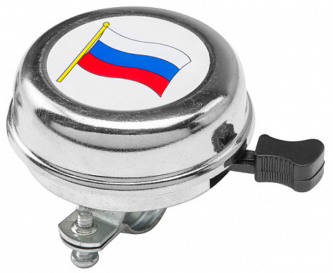 Звонок 54BF-01 с российским флагом, стальной, хромированный - фото 1 - id-p184904919