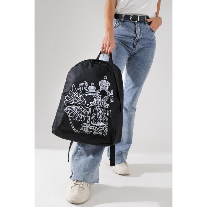 Рюкзак «Герб», 33х13х37, отд на молнии, н/карман, черный - фото 5 - id-p184913078
