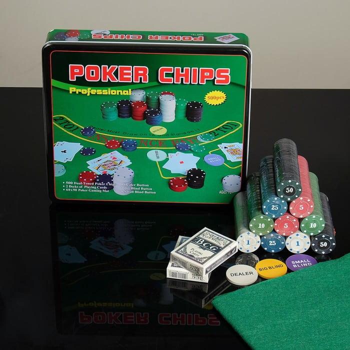 Набор для игры в покер 500 фишек в подарочной коробке - фото 1 - id-p184916238