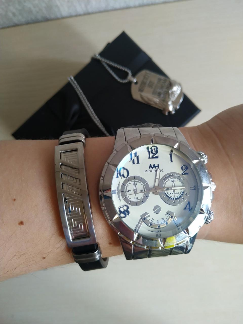 Эксклюзивный мужской подарочный набор 3в1 (часы, кулон на цепочке,браслет) в коробке - фото 5 - id-p184785932