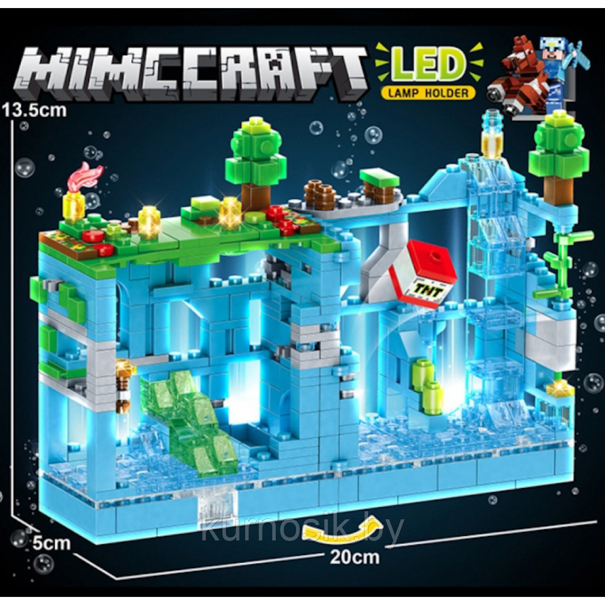 Конструктор Minecraft MY WORLD LB606 "Голубая крепость" 503 детали с LED подсветкой - фото 2 - id-p184945649