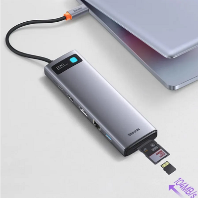 USB-хаб Baseus Metal Gleam Series 12-in-1 Multifunctional Type-C HUB Docking Station (WKWG020213) - фото 6 - id-p184947060