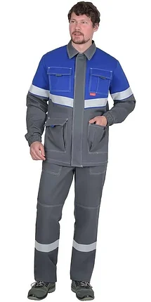 Костюм СИРИУС-САМОТЛОР-РОСС куртка, брюки серый с вас, 80% х/б, 20% п/э, антист. нить 250 г/кв, фото 2