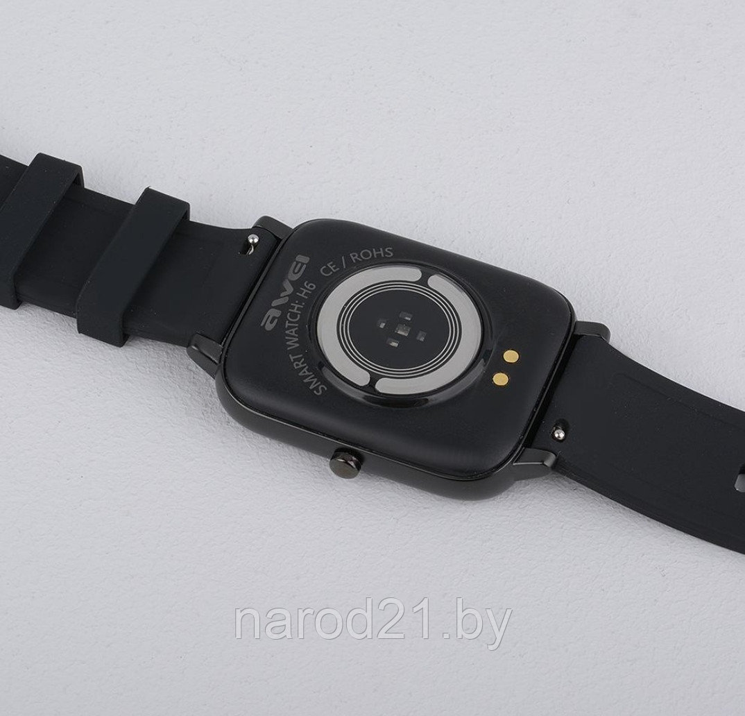 Умные часы Smart Watch AWEI H6 (цвет черный) - фото 4 - id-p147681426