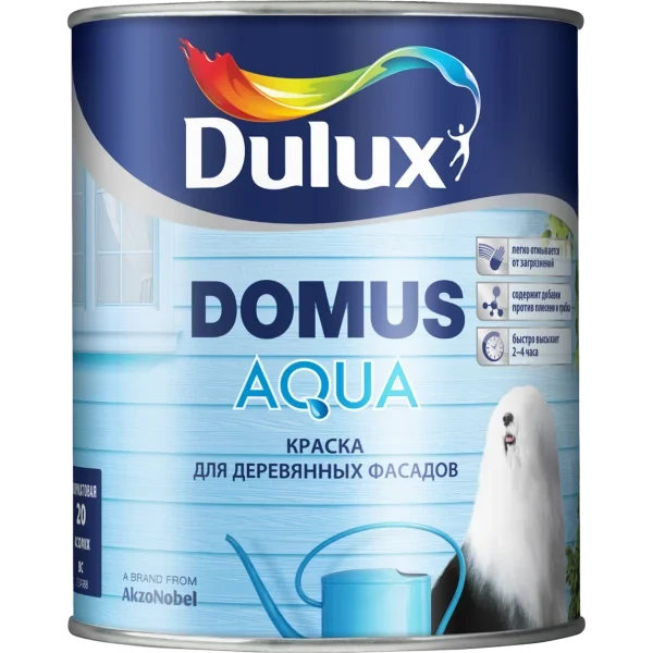 Краска по дереву для наружных работ DULUX Domus Aqua (дюлакс домус аква) ВW БЕЛАЯ 1л