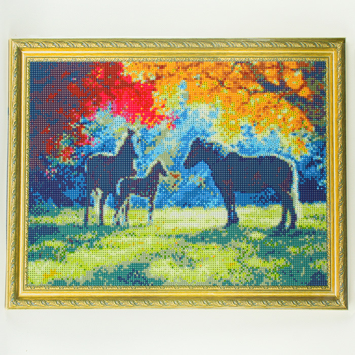 Алмазная мозаика (живопись) 40*50см - Лошади под деревьями - фото 2 - id-p184960356