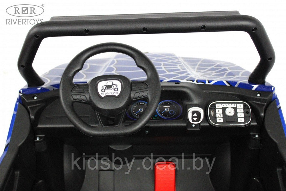 Детский электромобиль RiverToys T777TT 4WD (синий паук) Buggy Полноприводный, двухместный - фото 4 - id-p184973282