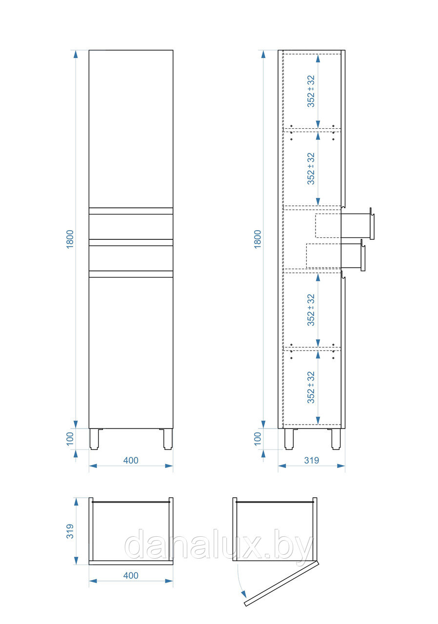 Пенал Vela Мира 40Н2 (двери и ящики, правый) - фото 3 - id-p184976293