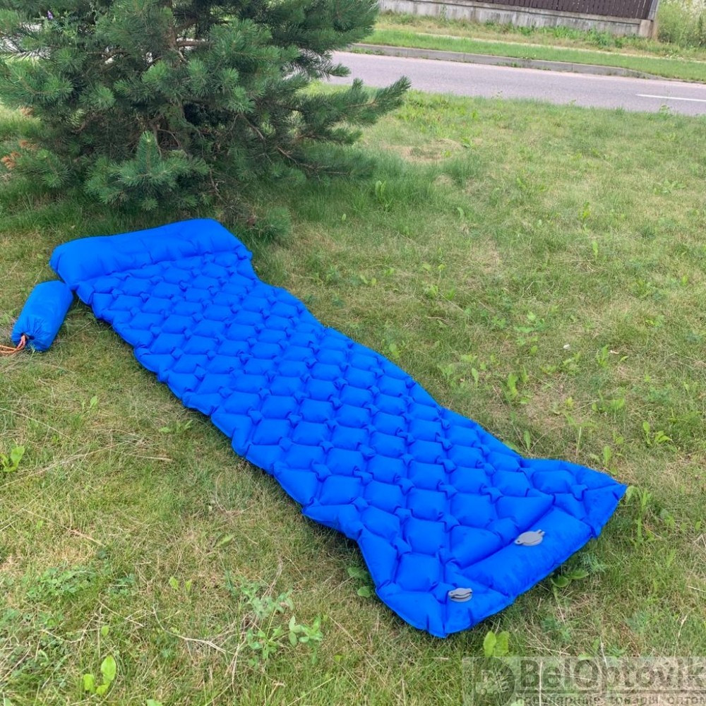 Туристический сверхлегкий матрас со встроенным насосом SLEEPING PAD и воздушной подушкой Оранжевый - фото 2 - id-p184855357