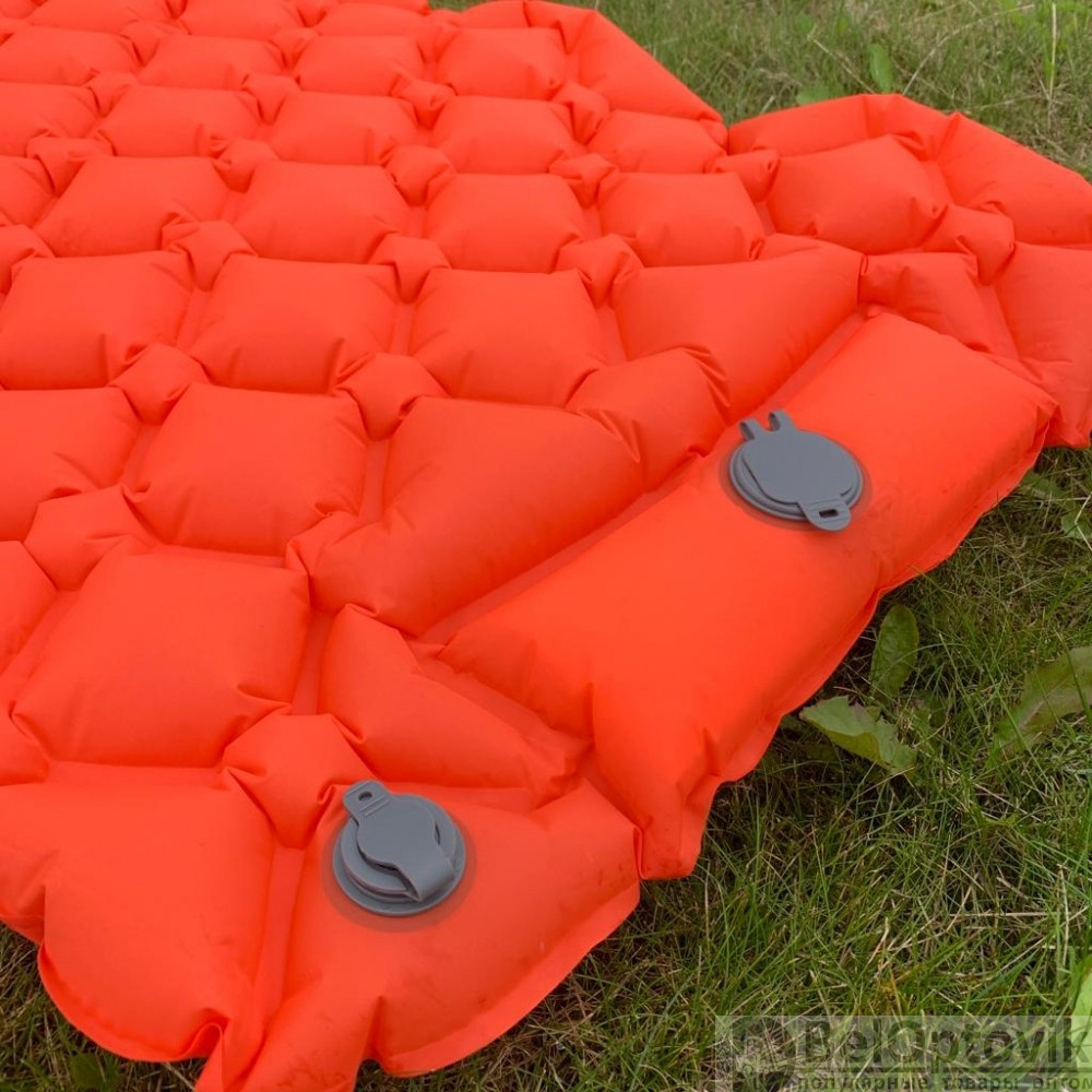 Туристический сверхлегкий матрас со встроенным насосом SLEEPING PAD и воздушной подушкой Оранжевый - фото 3 - id-p184855357