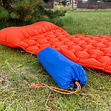 Туристический сверхлегкий матрас со встроенным насосом SLEEPING PAD и воздушной подушкой  Оранжевый, фото 4