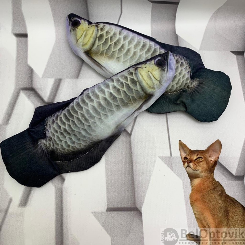 Игрушка для кошки Живая рыбка Толстолобик с подвижным хвостом / работает от USB, 28 см - фото 7 - id-p184977662