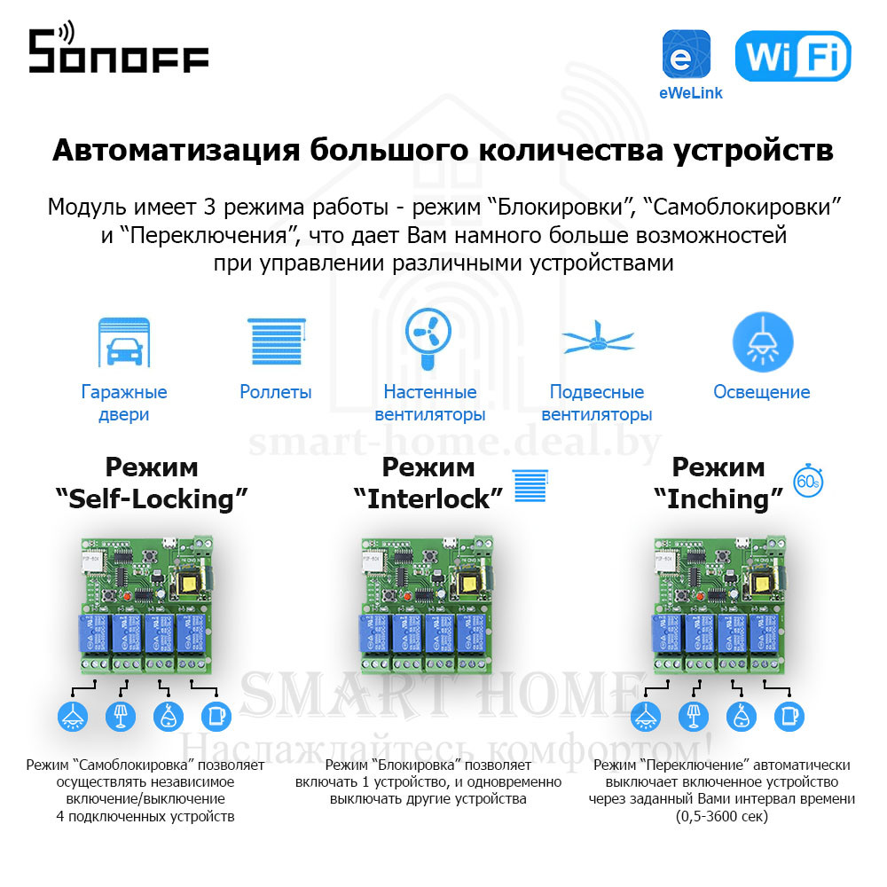 Sonoff AC 4CH (умный Wi-Fi модуль с 4 реле) - фото 3 - id-p184980535