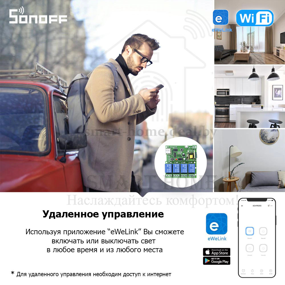 Sonoff AC 4CH (умный Wi-Fi модуль с 4 реле) - фото 4 - id-p184980535