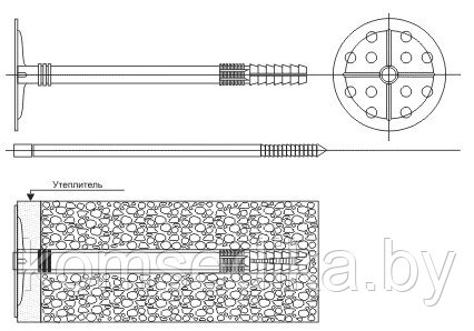 Дюбель для теплоизоляции 10 х180мм с металл. гвоздем - фото 1 - id-p184996067
