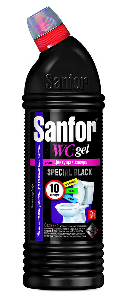 Ср-во чист.универсальное Sanfor Black  WC гель 750г/15 загущенное