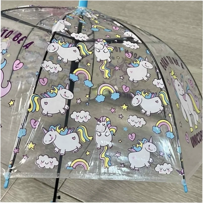 Зонт детский прозрачный для девочек Единороги - фото 3 - id-p185011186
