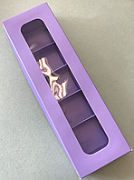 Коробка для 5 конфет с вклееным окном Лавандовая, 235х70х h30 мм