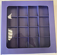 Коробка для 16 конфет с вклееным окном Лавандовая, 200х200х h30 мм