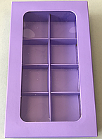 Коробка для 8 конфет с вклееным окном Лавандовая, 190х110х h30 мм