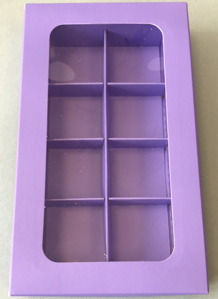 Коробка для 8 конфет с вклееным окном Лавандовая, 190х110х h30 мм - фото 1 - id-p184363816