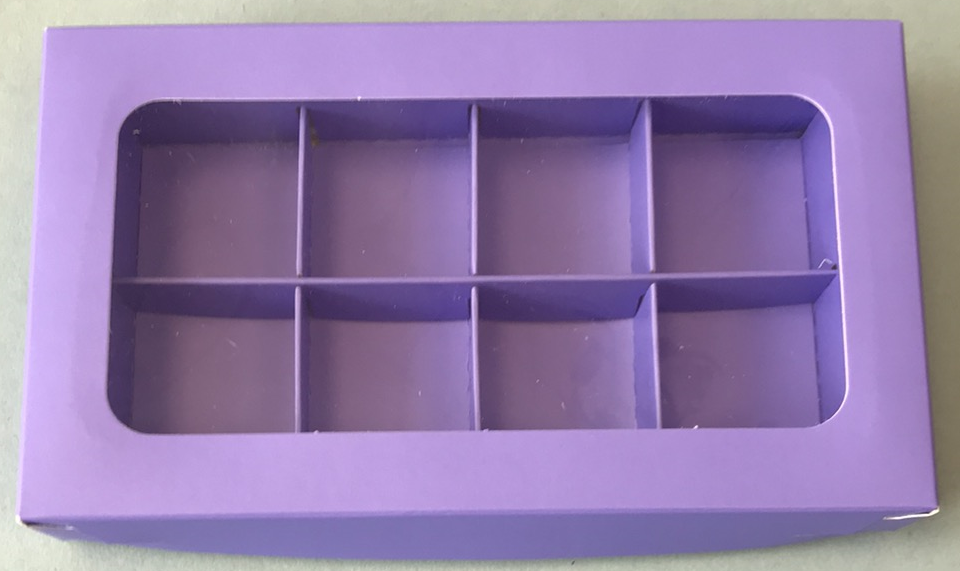 Коробка для 8 конфет с вклееным окном Лавандовая, 190х110х h30 мм - фото 2 - id-p184363816