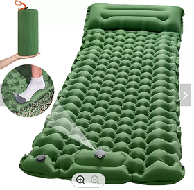 Спальный коврик кемпинг Надувной Матрас с Подушкой Дорожный Коврик самонадувающийся  190х60х6 см