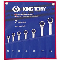 KING TONY Набор комбинированных трещоточных ключей, 8-19 мм, чехол из теторона, 7 предметов KING TONY