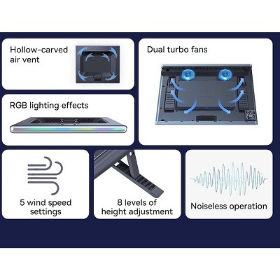 Подставка для ноутбука Baseus ThermoCool Heat-Dissipating Laptop Stand (LUWK000013) серый - фото 9 - id-p185020062
