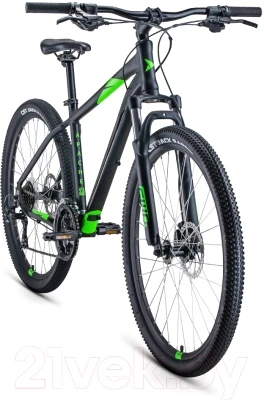 Велосипед Forward Apache 27.5 2.0 D р.21 2022 (черный матовый/зеленый)